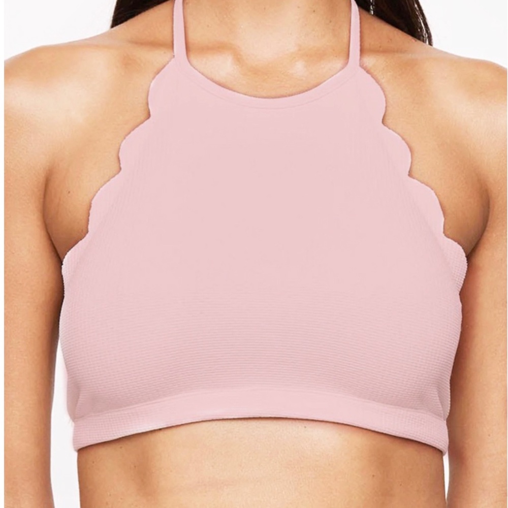 Marysia Swim Mott Scalloped High Neck Halter Bikini Top-M